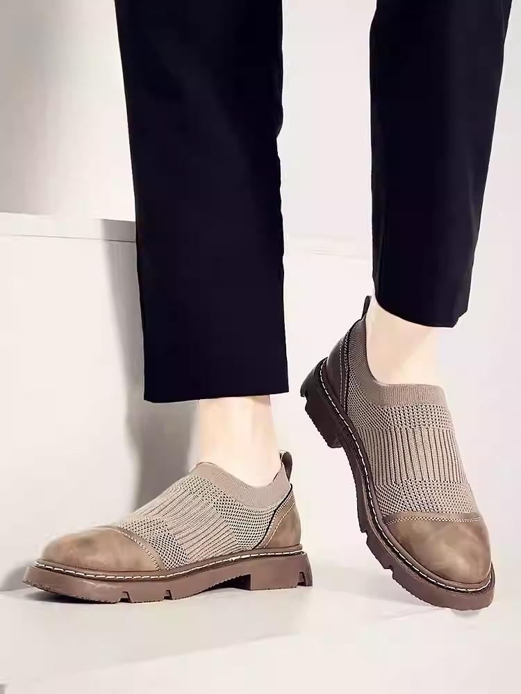 Men's genuine leather mesh elastic stitching martin boots