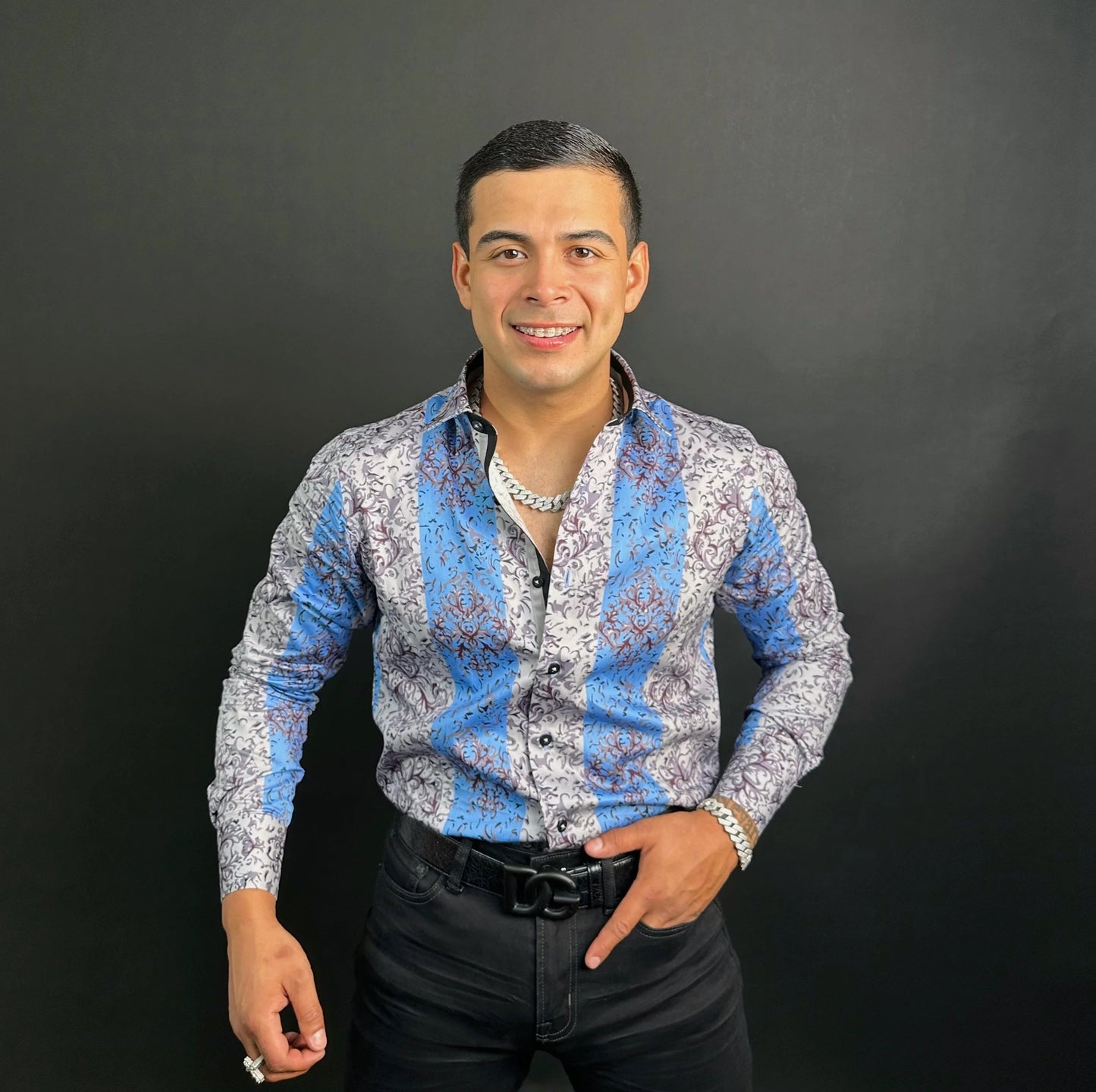 Men's stylish floral silk shirt