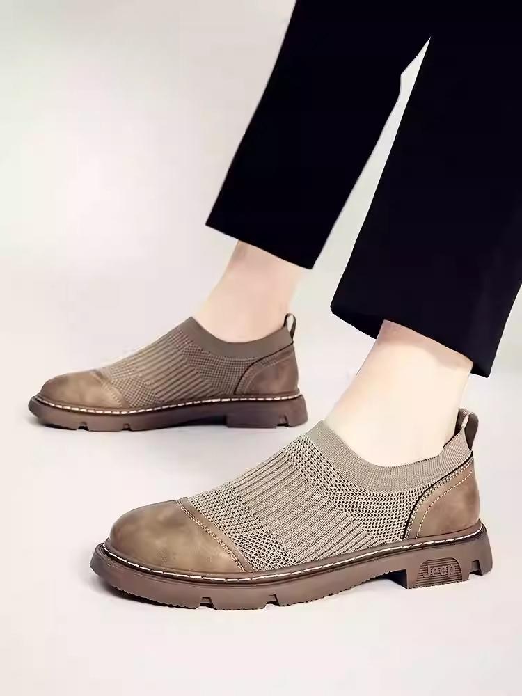 Men's genuine leather mesh elastic stitching martin boots