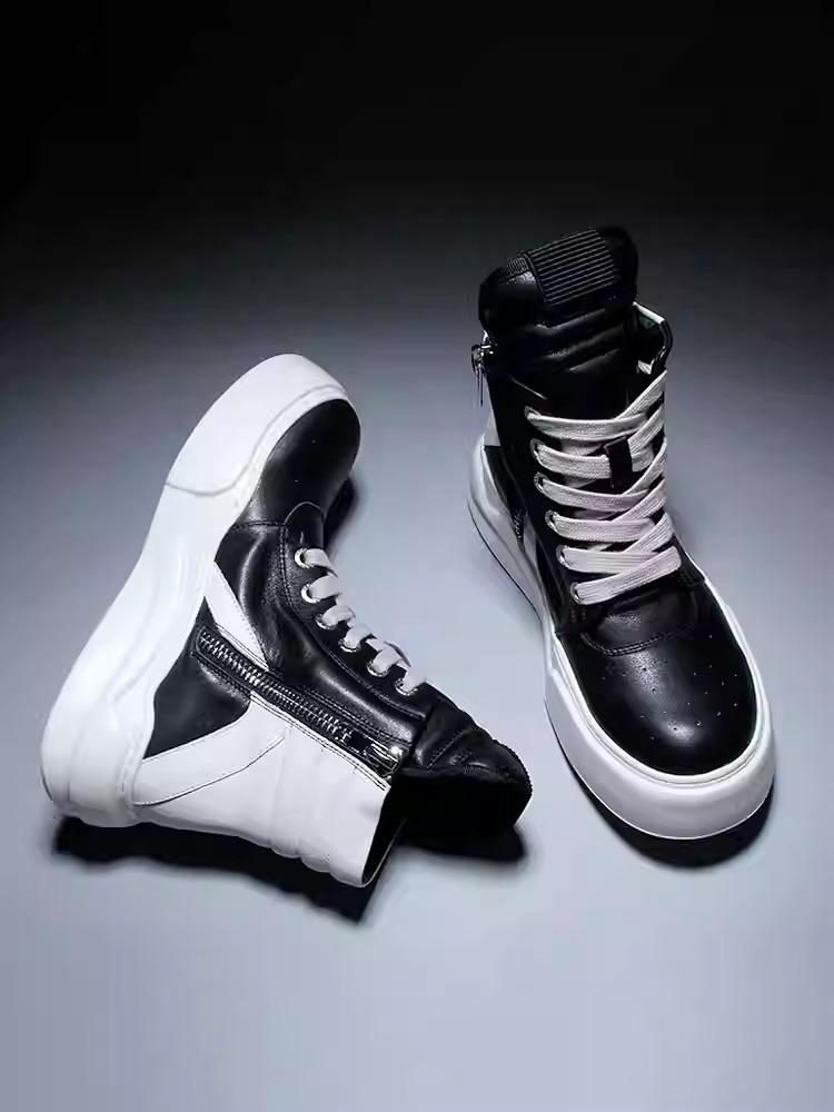Men's high top leather casual ankle boots