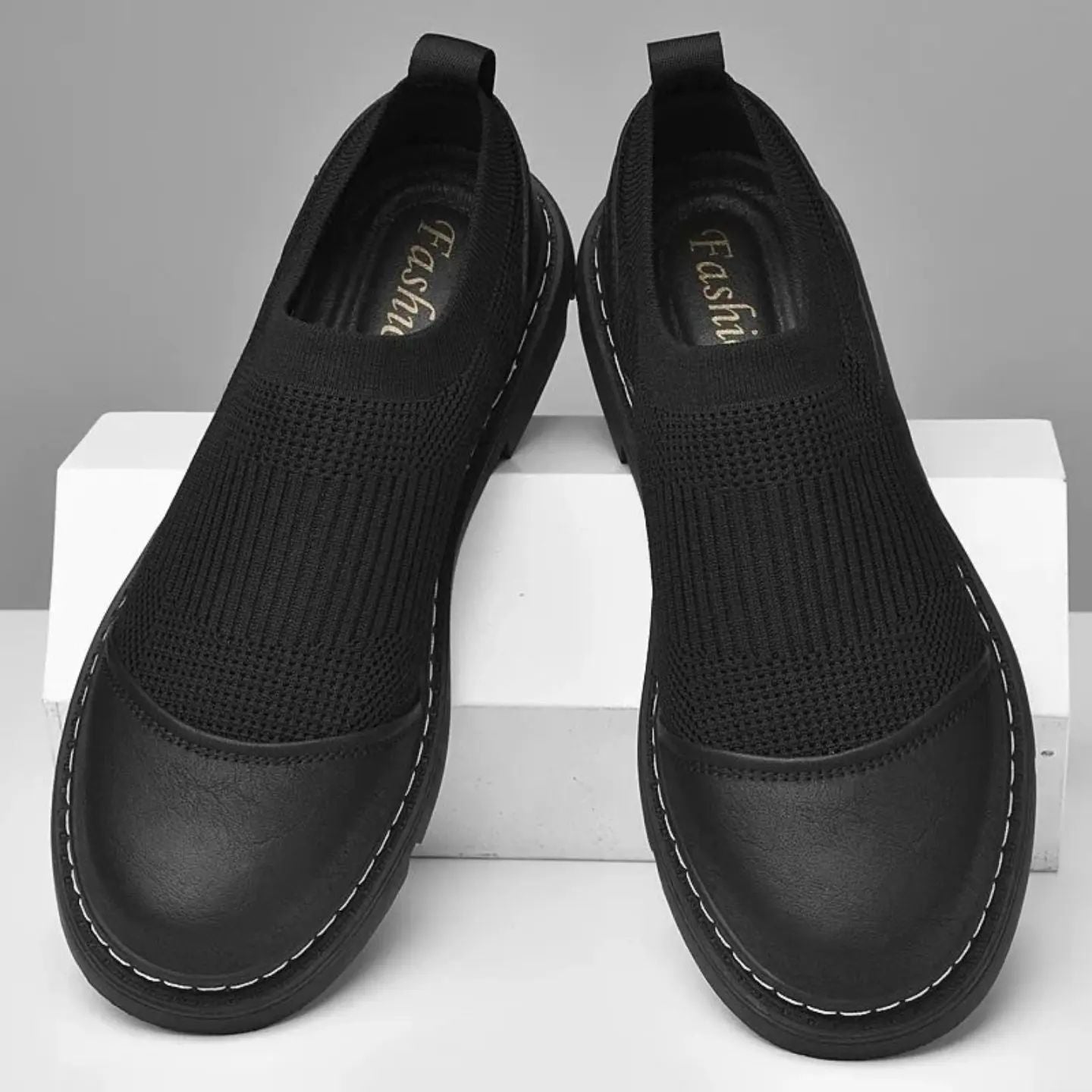 Men's genuine leather mesh elastic stitching martin boots