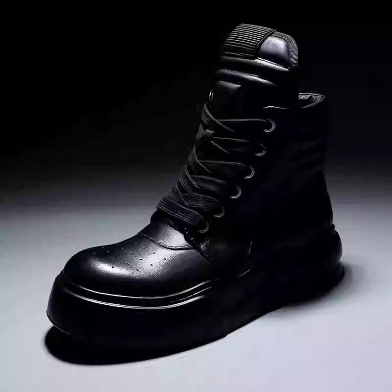 Men's high top leather casual ankle boots