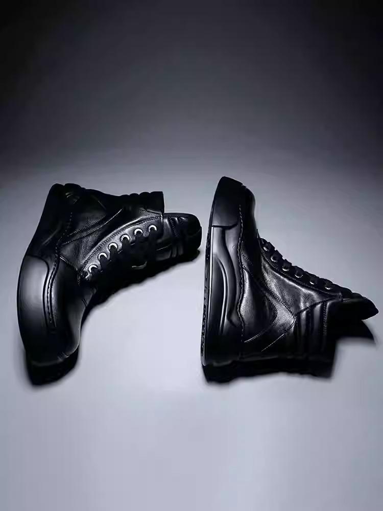 Men's high top leather casual ankle boots