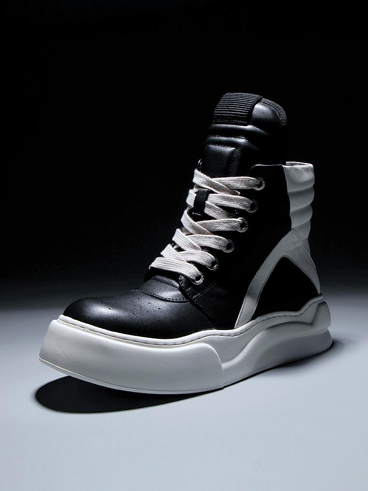 Men's high top leather casual ankle boots