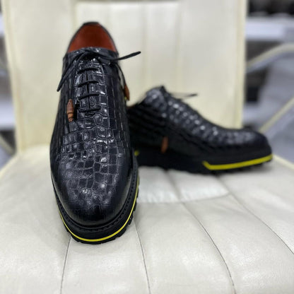 Hand Stitched Men's Classic Luxury Alligator Leather Shoes