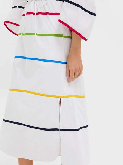 Billowing Sleeve Cinched Waist Dress