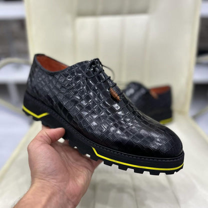 Hand Stitched Men's Classic Luxury Alligator Leather Shoes