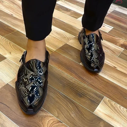N0307 Men's buckle leather shoes