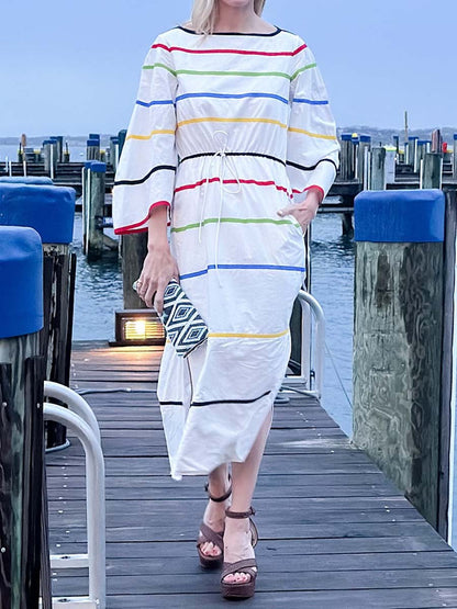 Billowing Sleeve Cinched Waist Dress
