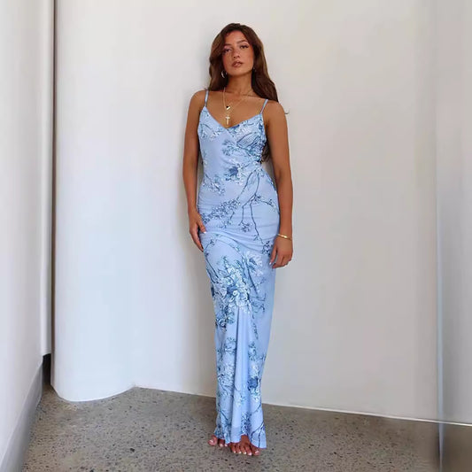 New Slim Fit Printed Sling Dress