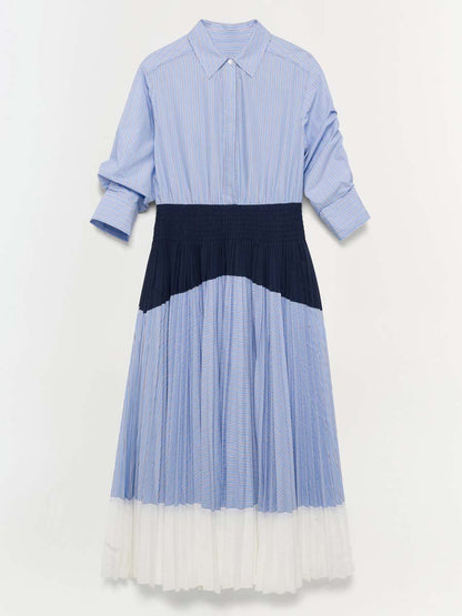 Striped Pleated Patchwork Dress
