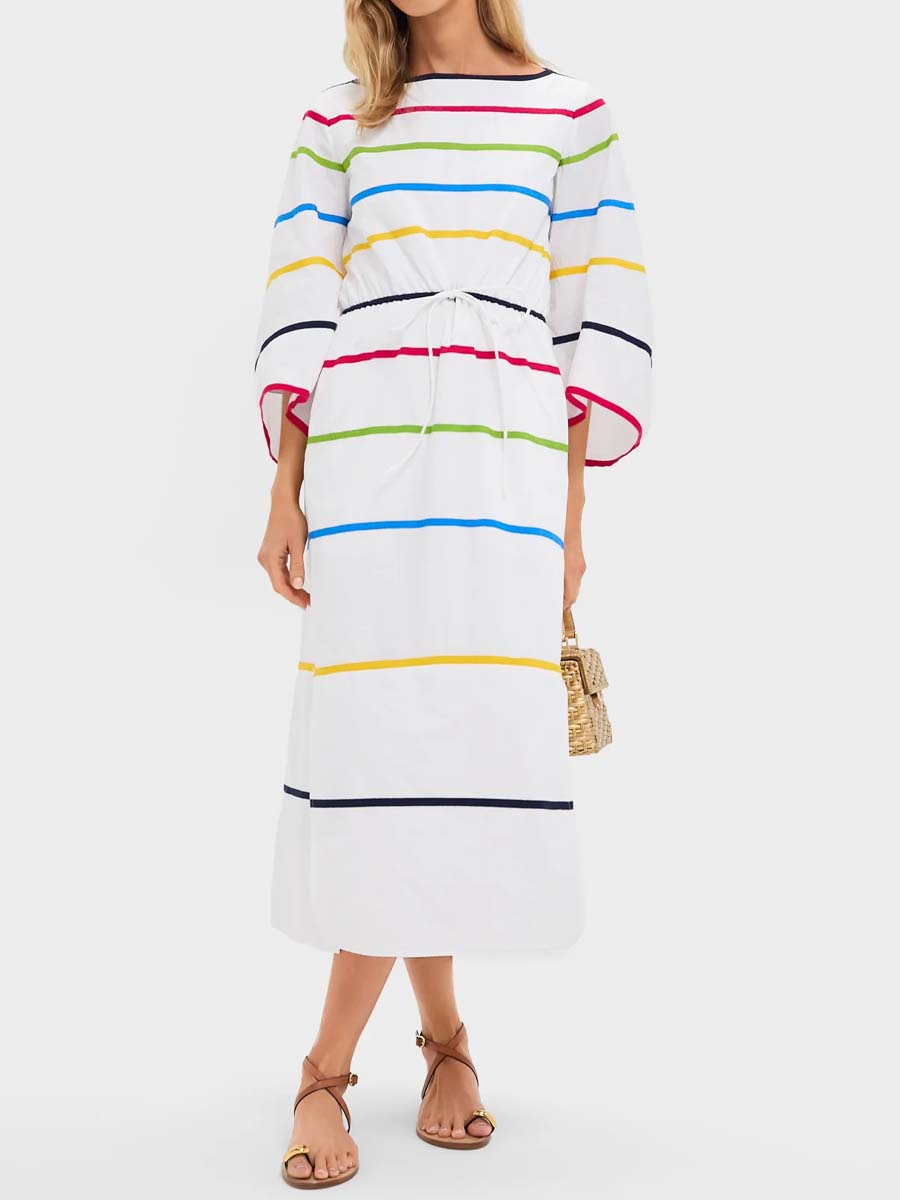 Billowing Sleeve Cinched Waist Dress
