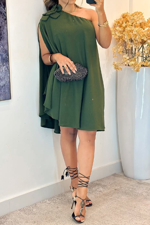 One-shoulder Floral Jumpsuit Dress