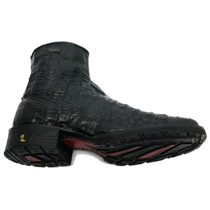 Black crocodile leather men's boots