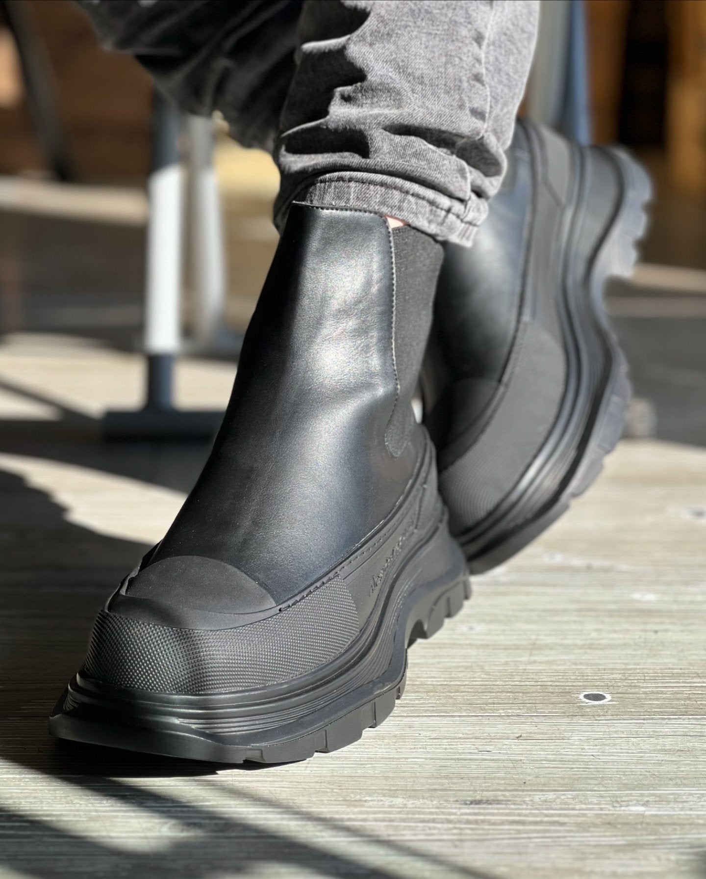 Men's waterproof thick-soled height-enhancing ankle boots