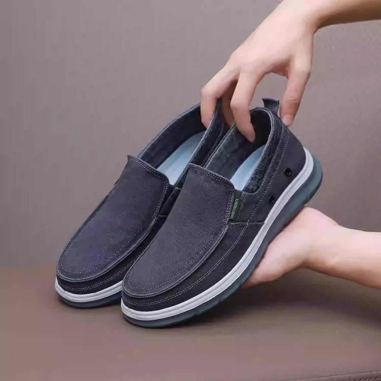 Men's washed denim casual slip-on shoes