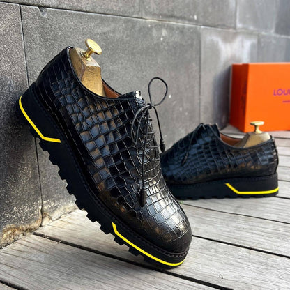 Hand Stitched Men's Classic Luxury Alligator Leather Shoes