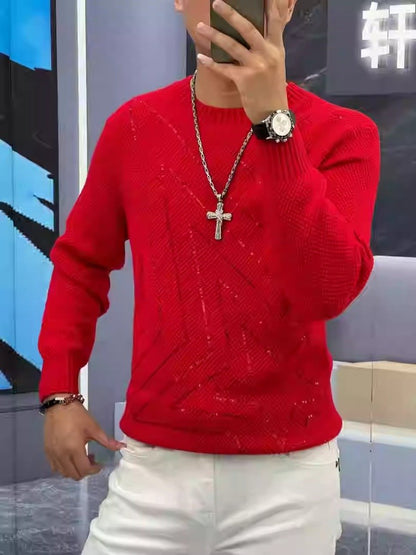 Men's trendy sequined stretch sweater