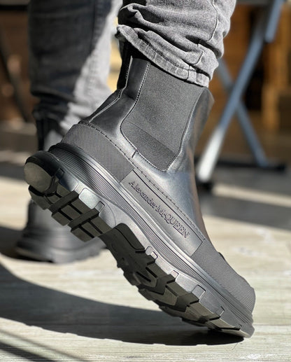 Men's waterproof thick-soled height-enhancing ankle boots