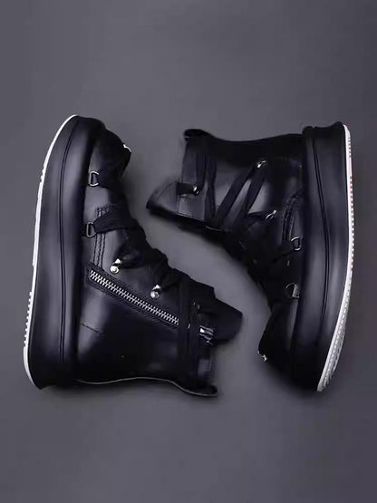 Men's Fashion Thick-soled Genuine Leather Ankle Boots Casual Shoes