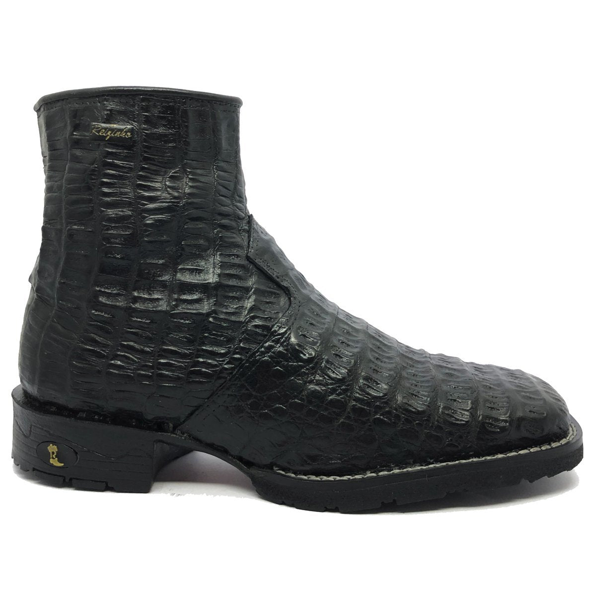 Black crocodile leather men's boots