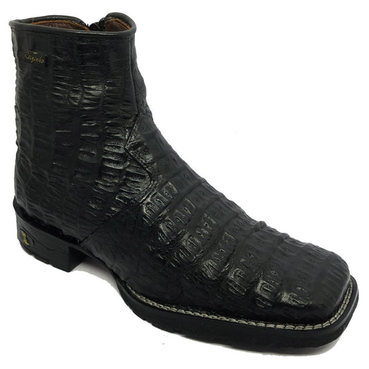 Black crocodile leather men's boots