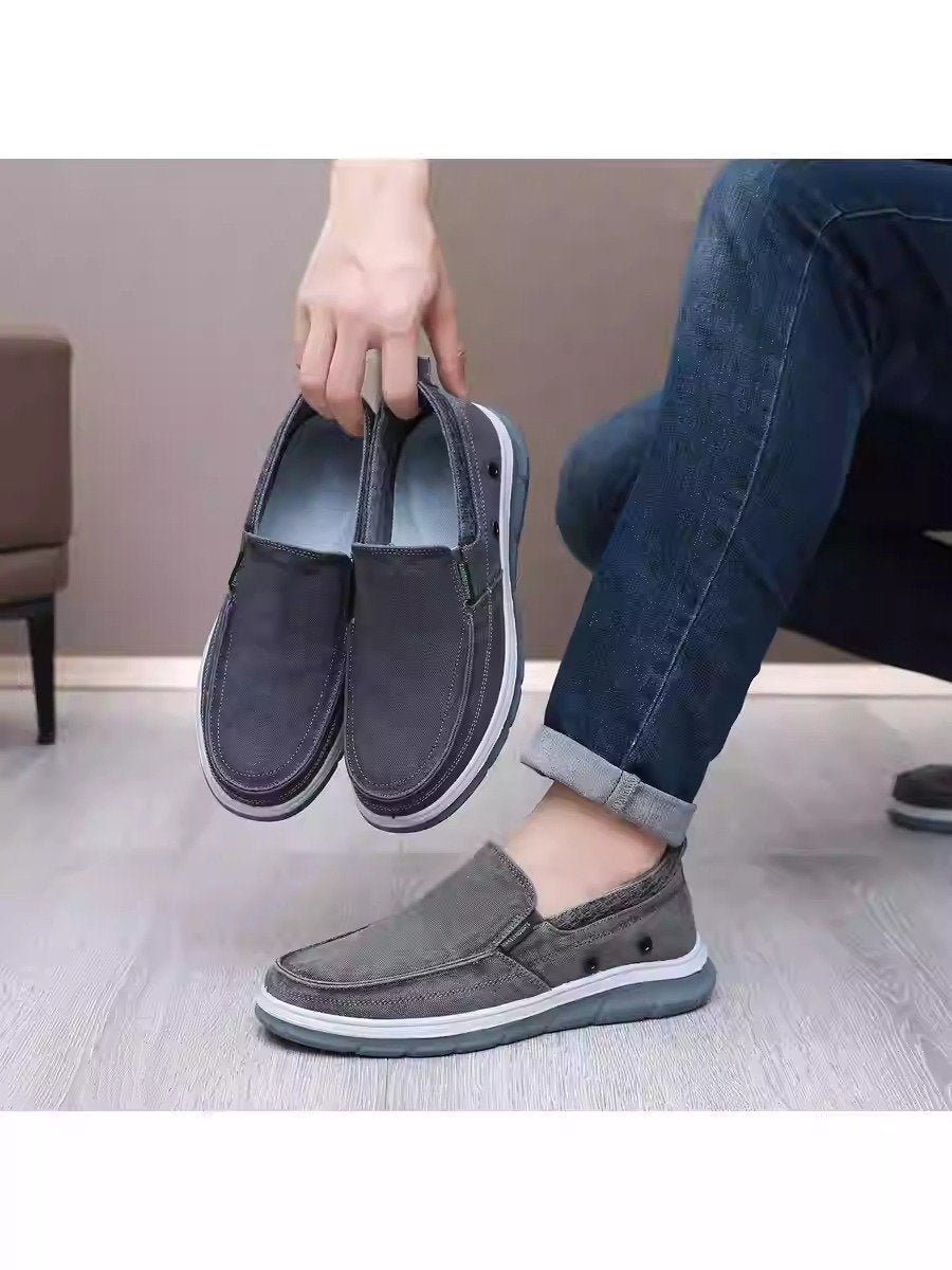 Men's washed denim casual slip-on shoes