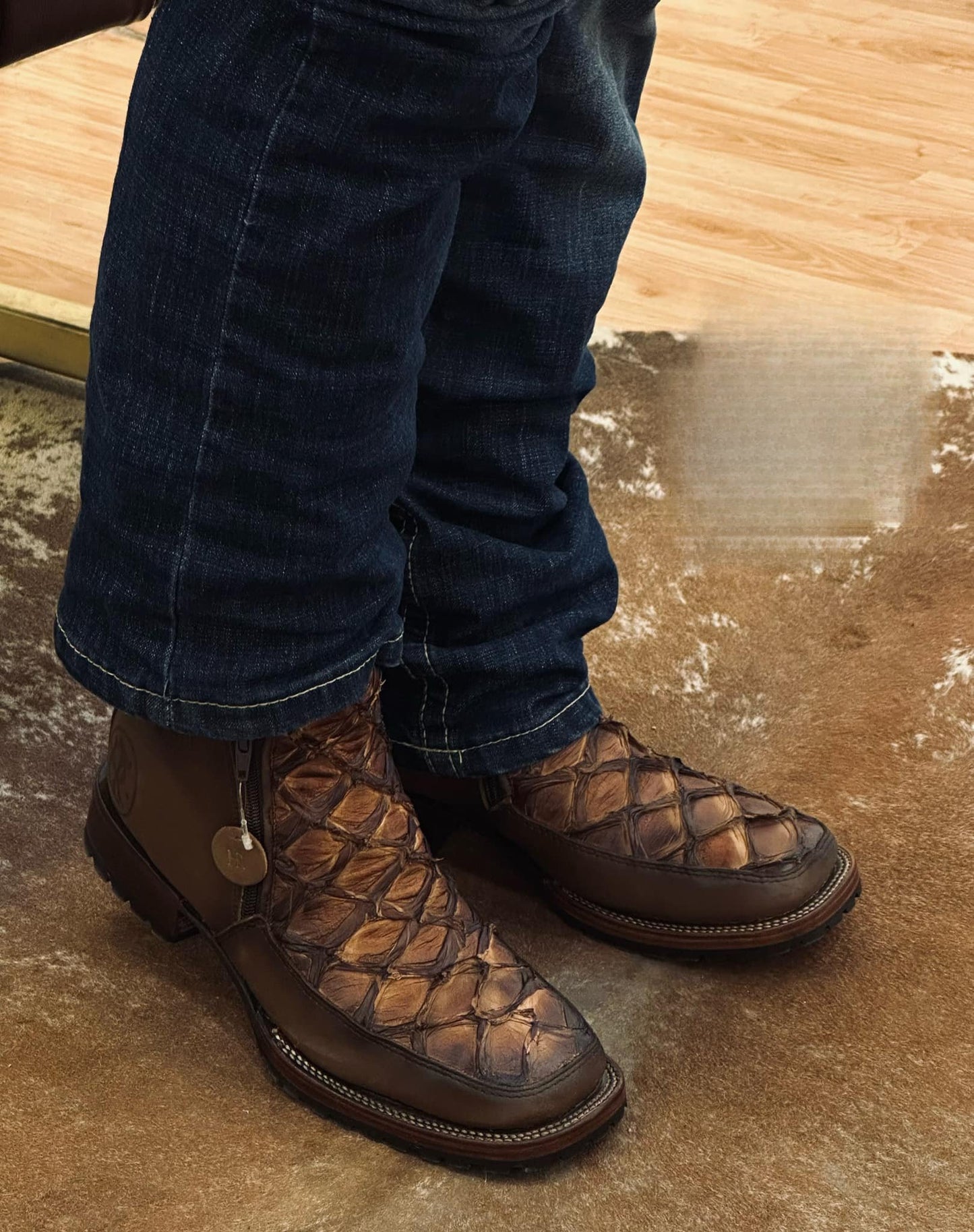 Western distressed brown ankle boots