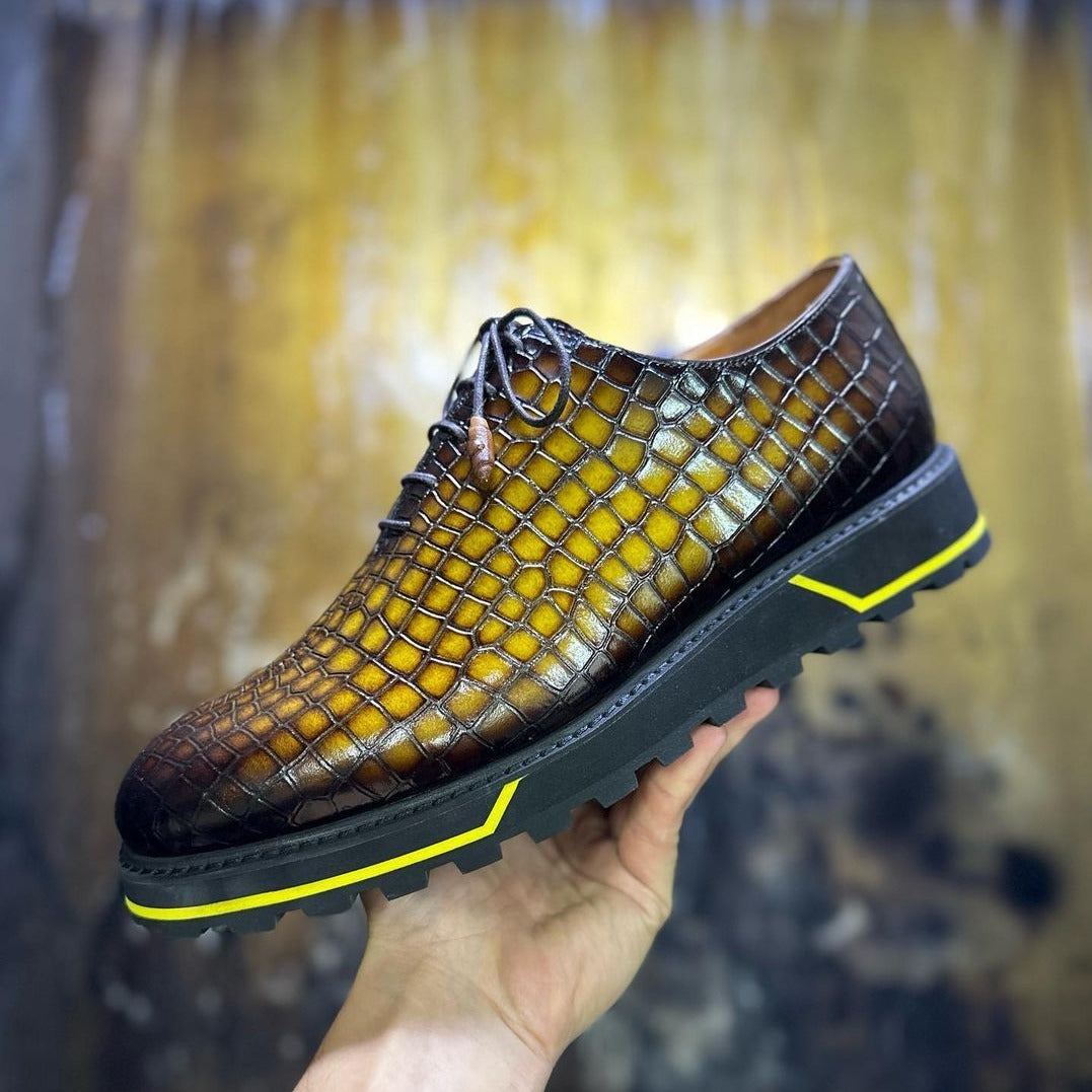 Hand Stitched Men's Classic Luxury Alligator Leather Shoes