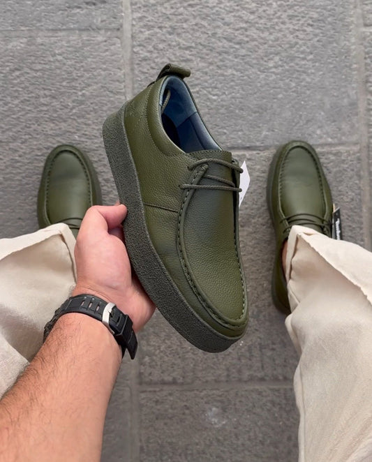 ✅High -quality Dedication✅Men's Classic Green Genuine Leather Casual Shoes