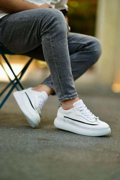 White leather men's loafers