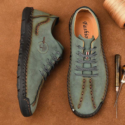 Hand-stitched lace-up leather shoes