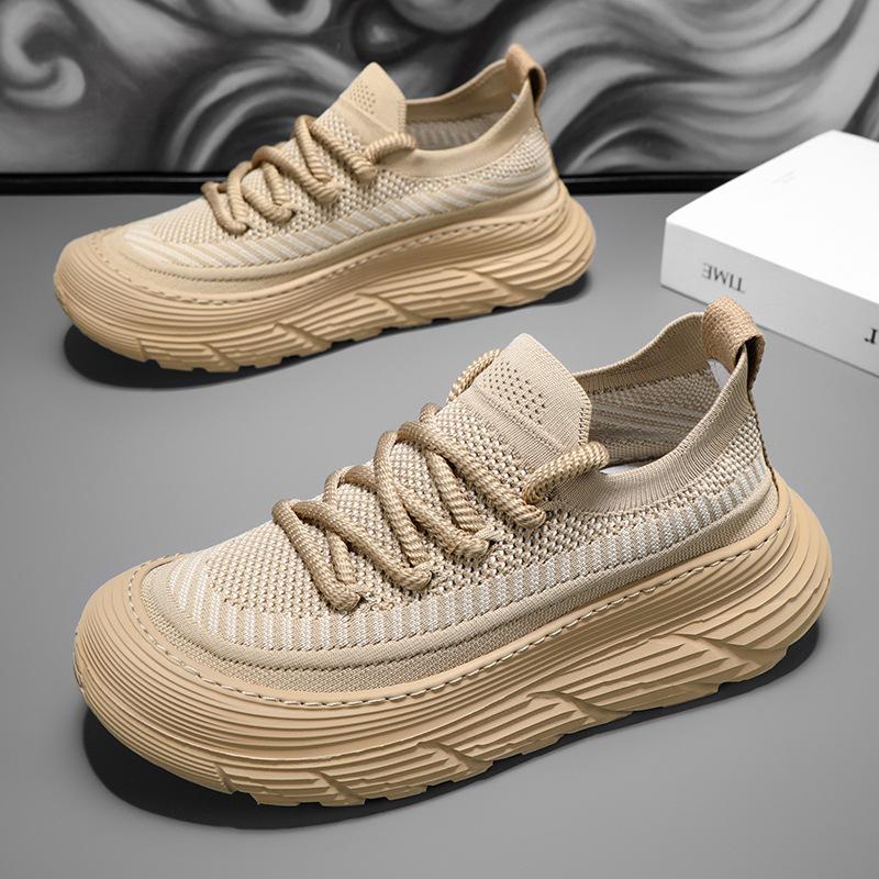 2024 Spring Men's Casual Shoes New Arrival Flying Woven All-Match Casual Simple Breathable Slip-on Sports Mesh Shoes Trendy