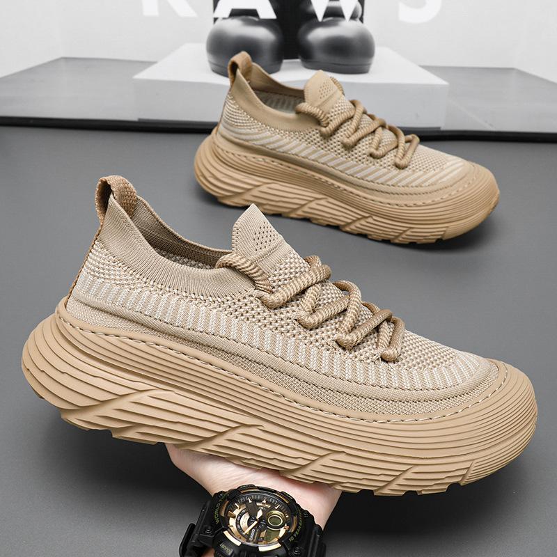 2024 Spring Men's Casual Shoes New Arrival Flying Woven All-Match Casual Simple Breathable Slip-on Sports Mesh Shoes Trendy