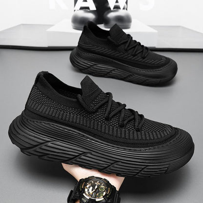 2024 Spring Men's Casual Shoes New Arrival Flying Woven All-Match Casual Simple Breathable Slip-on Sports Mesh Shoes Trendy