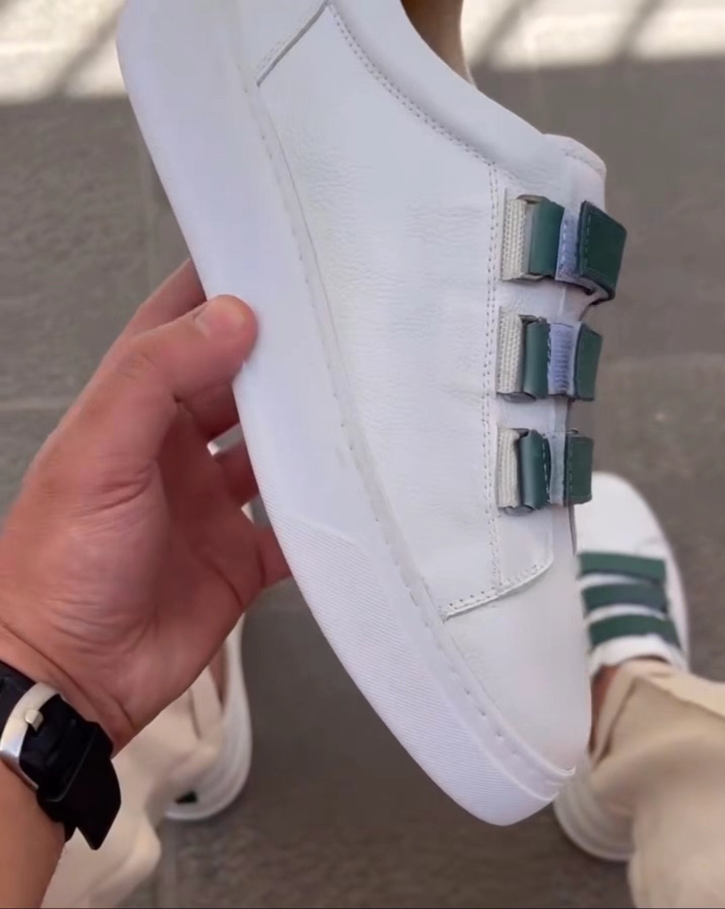 Green Velcro White Sneaker