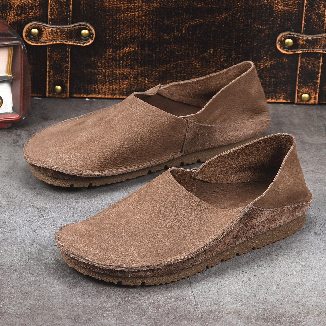 ✅High -quality Dedication✅Men's New Breathable Suede Leather Slip-on Soft Sole Driving Casual Shoes