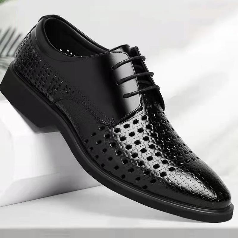 Black Hollowed Out Business Leather Shoes