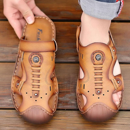 2024 New Men's Leather Covered Toe Sandals