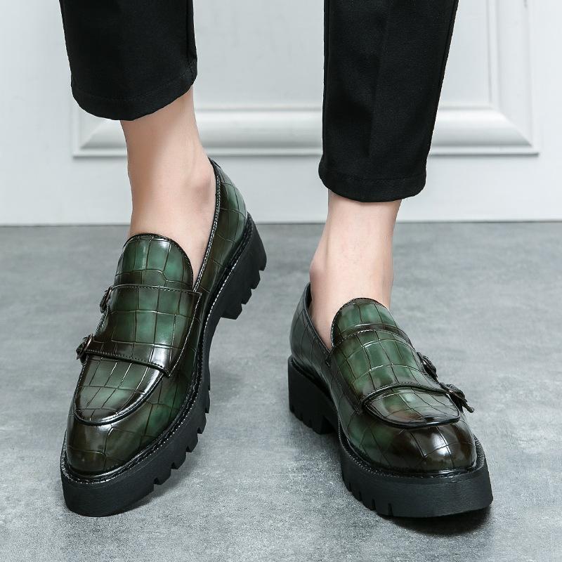 New Double Pin Buckle Patent Leather Loafers