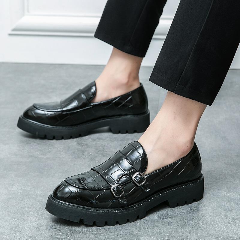 New Double Pin Buckle Patent Leather Loafers