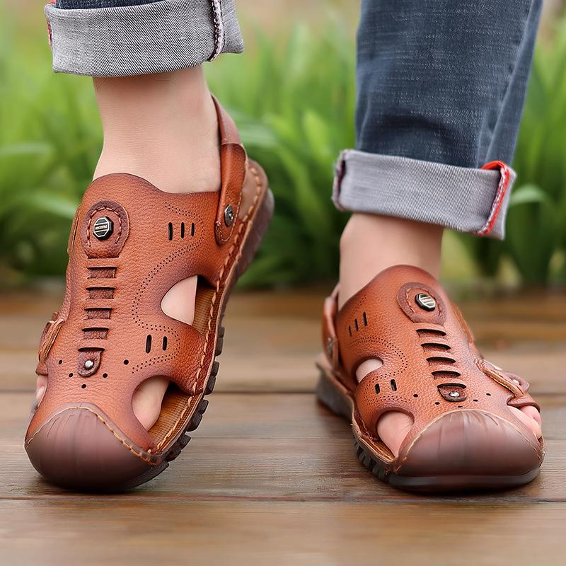 2024 New Men's Leather Covered Toe Sandals