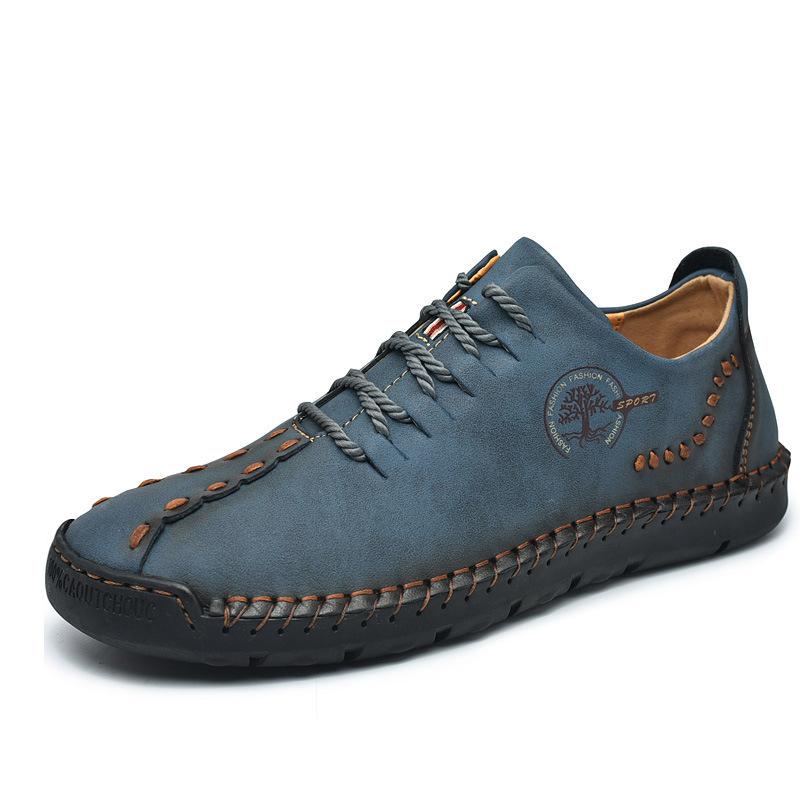 Hand-stitched lace-up leather shoes