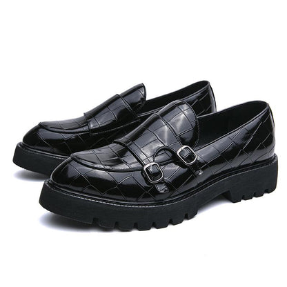 New Double Pin Buckle Patent Leather Loafers