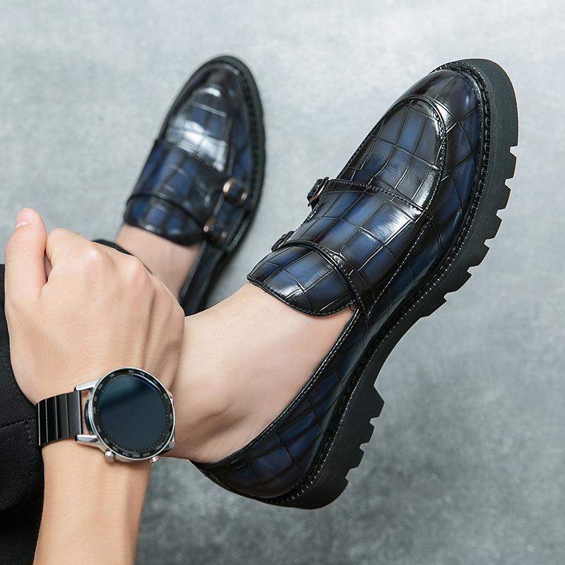 New Double Pin Buckle Patent Leather Loafers