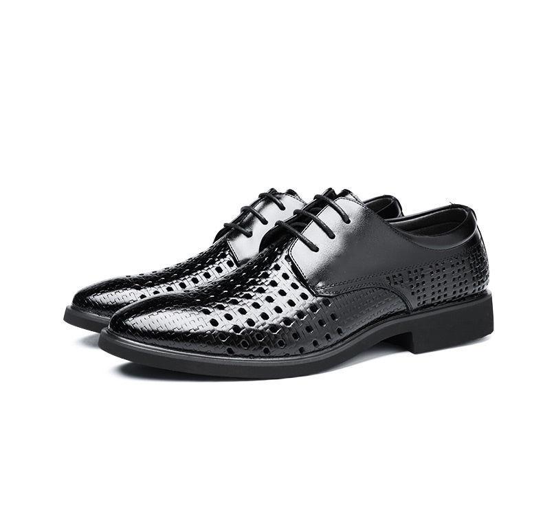 Black Hollowed Out Business Leather Shoes