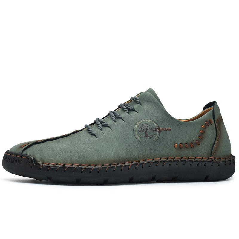 Hand-stitched lace-up leather shoes