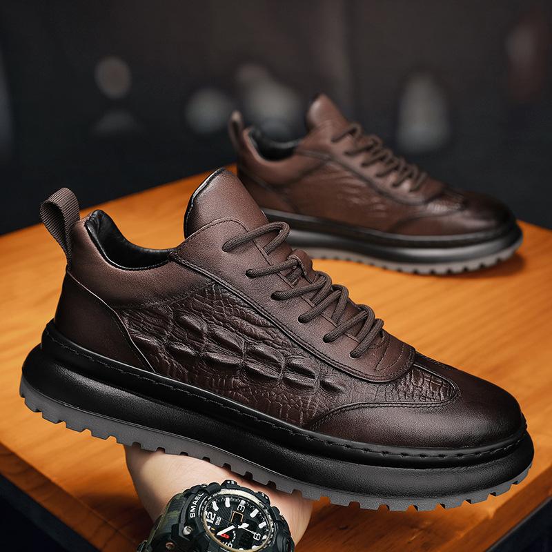 ✅High -quality Dedication✅New Men's Crocodile Pattern Genuine Leather Casual Shoes