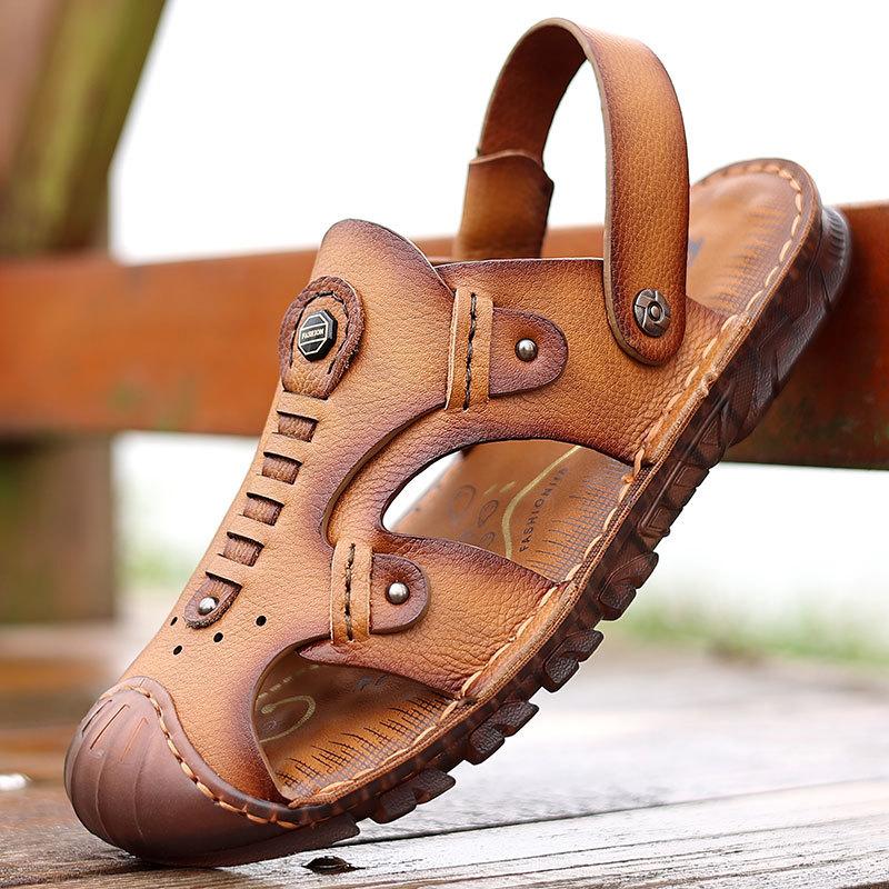 2024 New Men's Leather Covered Toe Sandals