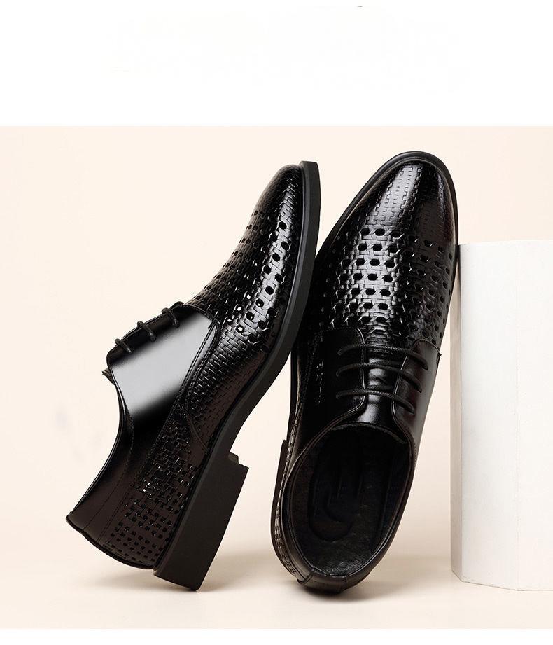 Black Hollowed Out Business Leather Shoes